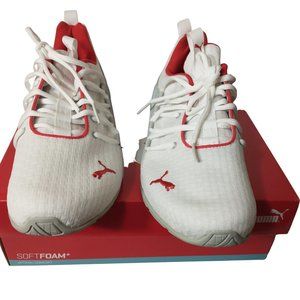 PUMA Men's Axelion Sneaker, White Red, 8.5 US Brand New
